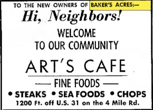 Bakers Acres Motel and Cottages (Waterfront Inn, Tamarack Lodge, Bakers Acres) - Apr 1959 Ad (newer photo)